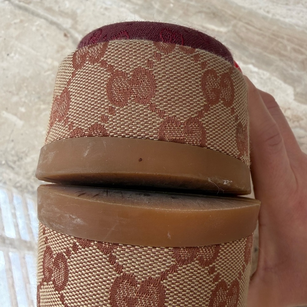 Gucci Angelina GG Canvas Flatform Slide Sandals Size 37 w/ Box - Picture 12 of 16
